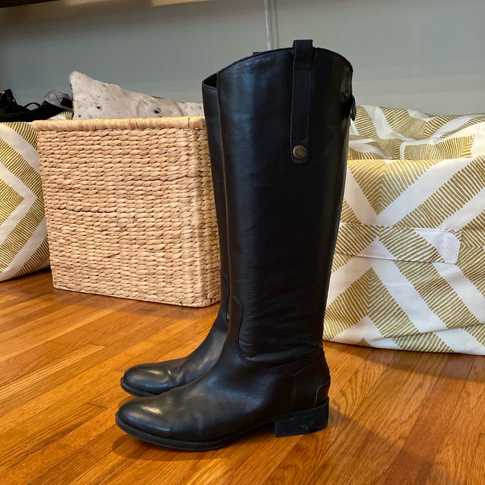 Sam Edelman Black Leather Knee-High Riding Boots